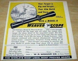 1960 Print Ad Weaver Model K Rifle Scopes Made in El Paso,Texas - $8.60