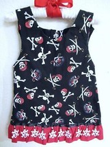 Pirate Baby Girl Dress Jumper 3-6 mo One of a Kind Handmade Ruffle Beads Red Blk - £11.79 GBP