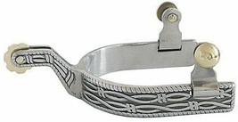 Stainless Steel Western Saddle Horse Show Spurs w/ Barbwire Design Adult... - $33.30