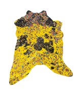 Dyed Yellow Calf Skin with Floral Pattern Acid Washed Size: 42x31&quot; Z-067 - $106.96 CAD