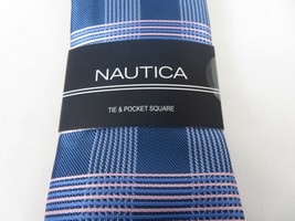 Men's  Nautica Tie and Hankie Set Woven Silky Feel #Nautica-4 Lavender Blue image 3