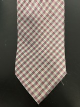 Vtg Jones New York Pink Grey White Plaid Tie - $12.87