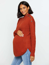 Motherhood Maternity Burnt Orange Button Shoulder Sweater Size Small (HOLE) - £5.39 GBP