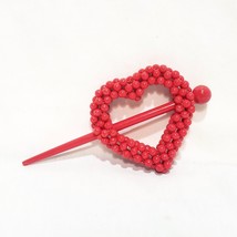 Valentine&#39;s Day Red Heart Slide Hair Stick Pin Hairclip Vintage 5.5&quot; Resin - $28.70