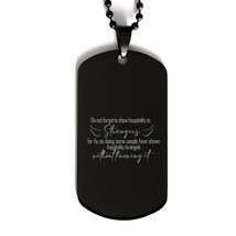 Motivational Christian Black Dog Tag, Do not Forget to Show Hospitality to Stran - £15.57 GBP
