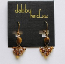 Dabby Reid Andrea Drop Earrings Tiger&#39;s Eye Quartz Swarovski Crystals PME 8183G - £12.65 GBP