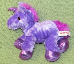 Aurora Purple Unicorn 6" Stuffed Animal Sparkle Horn And Feet Pink Eyes Lovey - $8.09