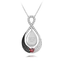 Infinity Necklace In Two Tone Angel Wing Teardrop Custom Engagement Pendent - £146.27 GBP