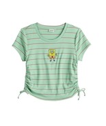 Nickelodeon Sponge Bob Cinch Side Tee Shirt Size XS Green Striped Croppe... - $292.85 MXN