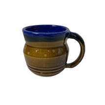 J Vigil  Coffee Mug Pottery Hobbyist Piece Blue &amp; Brown - £9.22 GBP