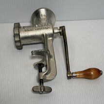 Universal Meat Chopper # 323 L F &amp; C Conn Metal Grinder Hand Crank Wood ... - $13.98