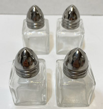 Vintage 2 in Miniature Salt and Pepper Glass Shakers Metal Lid Lot of 4 - £9.09 GBP