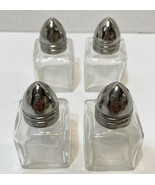 Vintage 2 in Miniature Salt and Pepper Glass Shakers Metal Lid Lot of 4 - £8.48 GBP