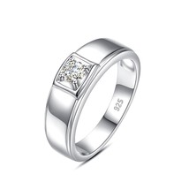 Trend 0.3ct 4mm Moissanite Ring Pure 925 Sterling Silver Men Rings For Wedding &amp; - £53.04 GBP