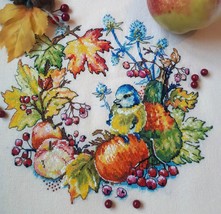 Autumn Cross Stitch Wreath Pattern pdf - Autumn Feast Embroidery Round c... - £12.60 GBP