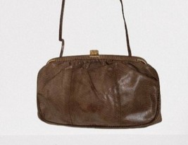 Vintage Susan Gail Genuine Snake Leather Brown Clutch Purse With Gold Cl... - $830.93 MXN