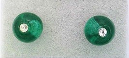 Dark Green Glass Crystal 6mm Stud Earrings - $3.18