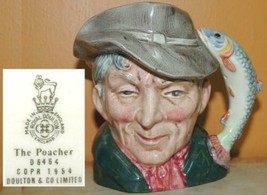 Royal Doulton Mug 4" The Poacher D6464 COPR 1954 c1956 Toby Character Warrant - $24.74