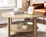 Round Coffee Table For Living Room, Solid Wood Legs With 2-Tier Storage ... - $245.99