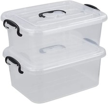 Nicesh 8 L Clear Plastic Storage Box With Handle, 2-Pack - £27.96 GBP