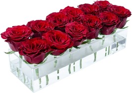 (Flowers Not Included) Loywree Flower Vase Acrylic Rectangular Floral - £26.86 GBP