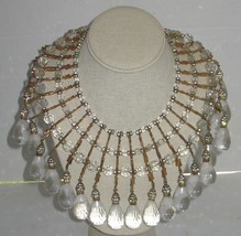 Vtg De Lillo Acrylic Drop &amp; Brass Runway Couture Choker Necklace Costume Jewelry - £1,008.95 GBP