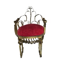 Vintage Pin Cushion Rocking Chair Red Tin Can Folk Tramp Art Dollhouse K... - $13.99