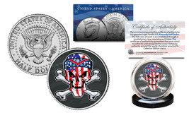 SKULL Official Legal Tender JFK Kennedy Half Dollar US Coin - US Flag Crossbones - £6.70 GBP