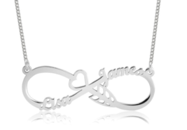 Heart With Arrow Infinity Name Necklace: Sterling Silver, 24K Gold, Rose Gold - £119.22 GBP