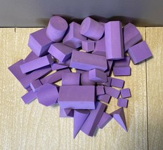 Foam Geometric Solid Blocks 3D Shapes 42 Purple pieces - £18.38 GBP