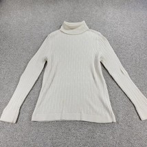 Talbots Womens Turtleneck Sweater XL Cream Cable Knit Slim Fit Stretch Pullover - £19.15 GBP