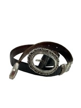 Womens Reversible Black Brown Belt Silver Colored Metal Details Size Small - £9.41 GBP