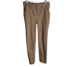 Vylette Paper Bag Waist Skinny Pants 9 Brown Plaid Mid Rise Patch Pocket... - $27.84