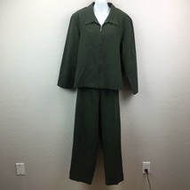 Sag Harbor Dress Womens Dark Olive Green Pant Suit Jacket Set Slacks Office 12 - £39.08 GBP