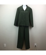 Sag Harbor Dress Womens Dark Olive Green Pant Suit Jacket Set Slacks Off... - £39.31 GBP