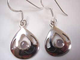 Rose Quartz Round in Teardrop 925 Sterling Silver Dangle Earrings - £10.06 GBP