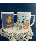 Garfield the cat 2 Enesco mugs birthday’s gifts Fortyish &amp; Bruce made in... - £10.11 GBP