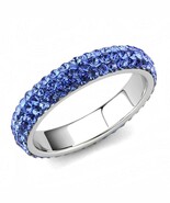 Jewel Encrusted Stainless Steel Eternity Band Royal Blue Crystal TK316 - $27.34 CAD