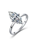 S925 Silver Rhodium Plated 3ct D VVS Marquise Moissanite Ring, 4-Prong S... - $99.00