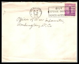 1942 US Cover - Milwaukee, Wisconsin to Office War Information, Washingt... - £1.57 GBP