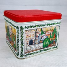 Vintage Unieboek Gnomes Christmas 3.5 x 4.5&quot; Tin Box Canister  Potpourri... - £22.43 GBP