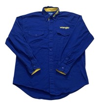Vintage Wrangler Western Shirt Mens XL Cowboy Spell Out Yellow Logo Blue - $939.89 MXN