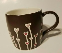Starbucks Valentines Chocolate Brown Mug Heart Flowers 2009 Hand Painted... - $21.95