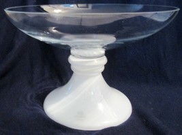 NEW VGnewtrend Collection Italian Large Centerpiece Vase White Base Clear Bowl   - $445.50