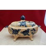 Katherine&#39;s Collection Handpainted In Thailand Rare Blue Flower Candy Di... - £57.39 GBP