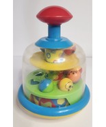 Vintage Fun Time Spin Top Toy Plastic Push Top Lever To Make It Spin Blu... - $19.68 CAD