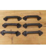6 Cast Iron Handles Door Hardware Pull Gate Shed Drawer Cabinet Barn Bla... - €29,95 EUR