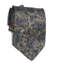 HAYES men silk dress tie 55&quot; long 3-1/4&quot; wide Silver with Blue Paisley Pattern - £6.14 GBP