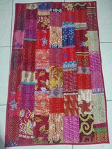 Patchwork Silk Patola Kantha Quilt, Bedspread Blanket Patchwork Indian Gudari - £30.16 GBP+