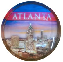 Small Atlanta Sky View  Round Glass Fridge Magnet - $6.99
